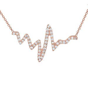Sterling Silver Rose Gold Heartbeat Pulse Necklace